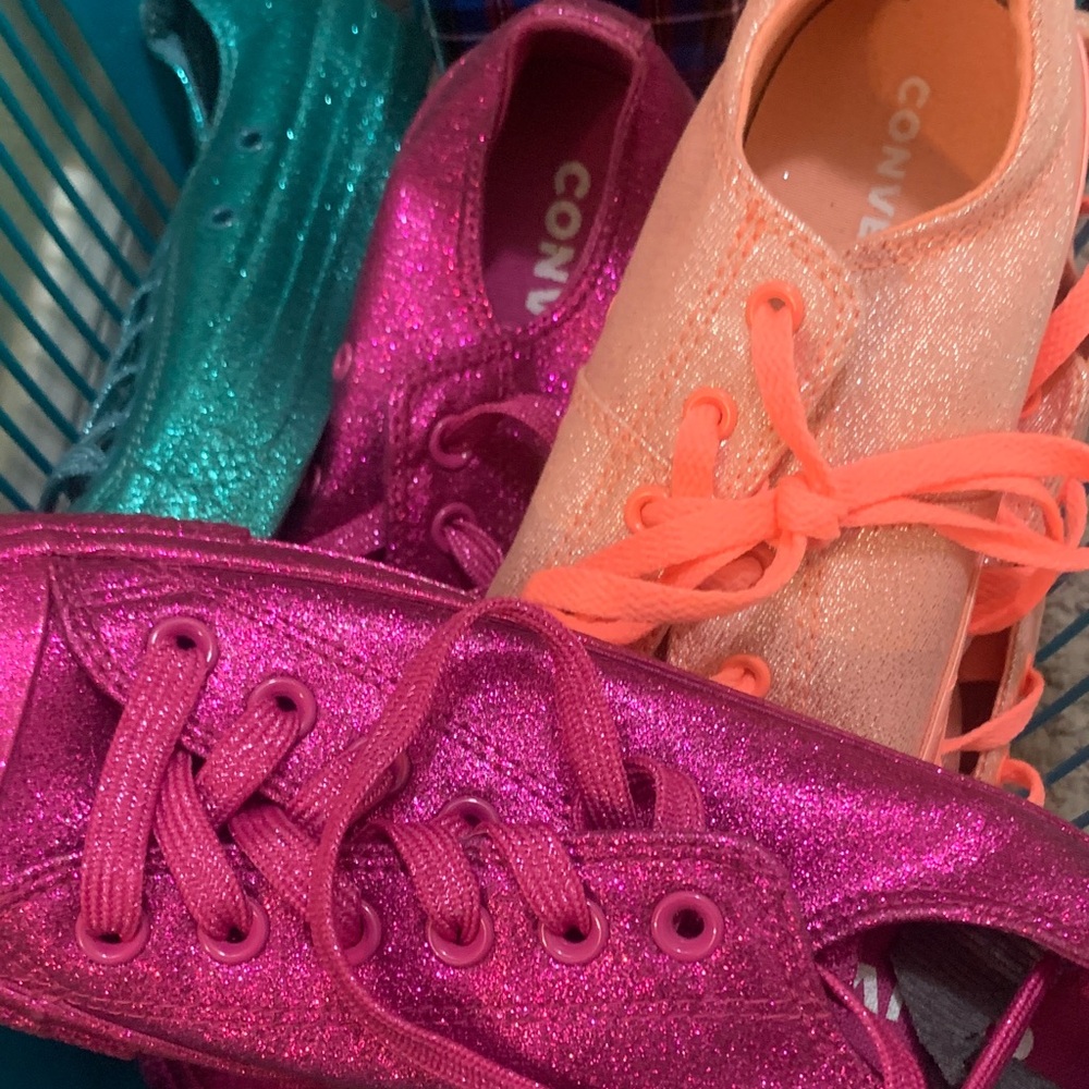 Converse Kids Sparkle Sneakers - Pink, Teal, Peach